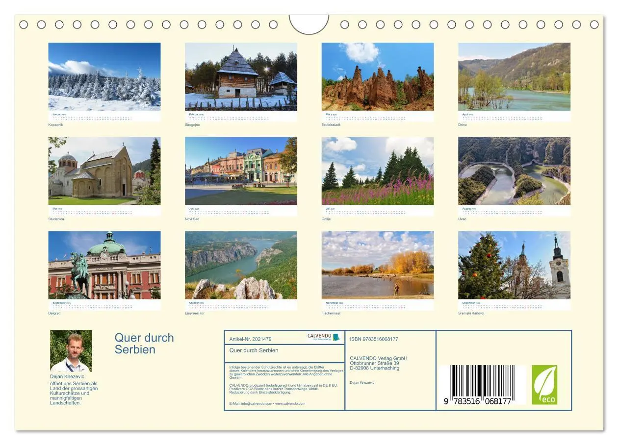 Bild: 9783516068177 | Quer durch Serbien (Wandkalender 2026 DIN A4 quer), CALVENDO...