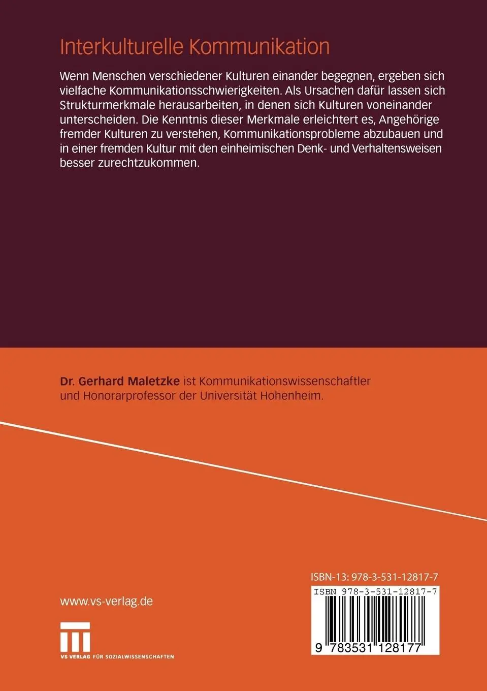 Rückseite: 9783531128177 | Interkulturelle Kommunikation | Gerhard Maletzke | Taschenbuch | 1996