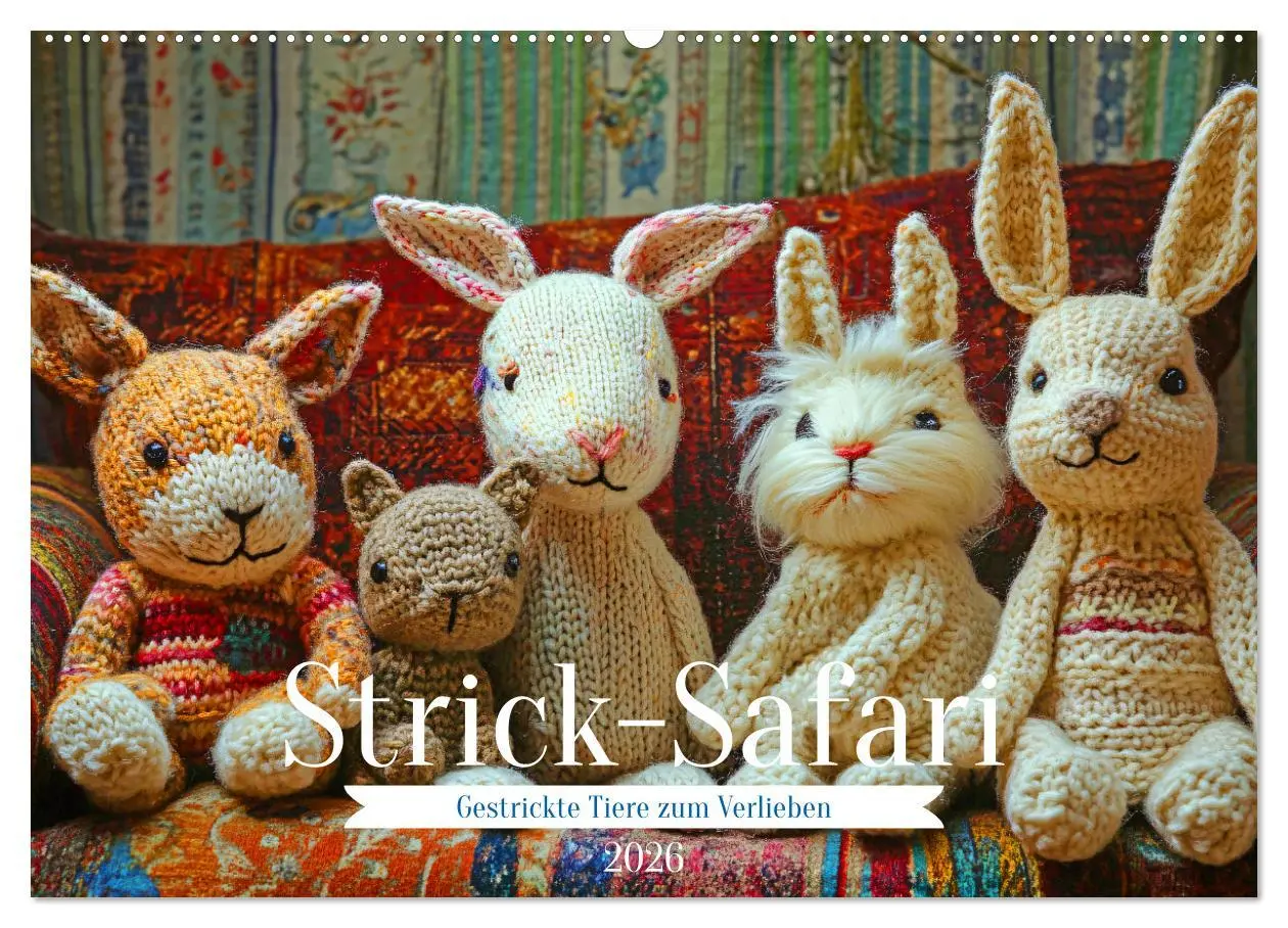 Cover: 9783457348277 | Strick-Safari - Gestrickte Tiere zum Verlieben (Wandkalender 2026...