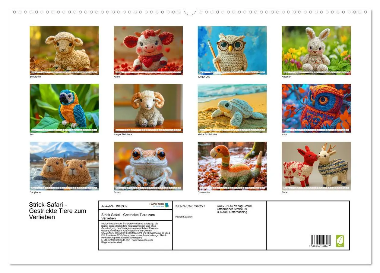 Bild: 9783457348277 | Strick-Safari - Gestrickte Tiere zum Verlieben (Wandkalender 2026...