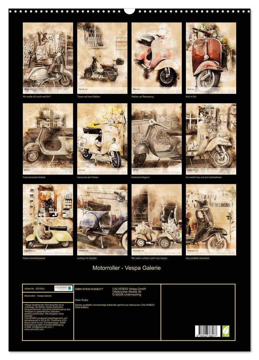 Bild: 9783516368277 | Motorroller - Vespa Galerie (Wandkalender 2026 DIN A2 hoch),...
