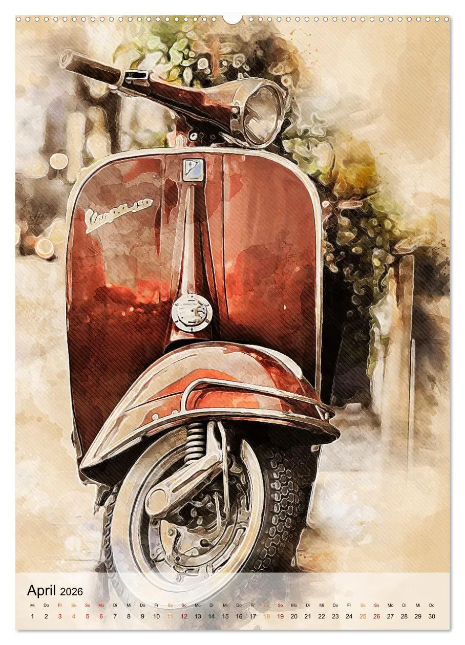 Bild: 9783516368277 | Motorroller - Vespa Galerie (Wandkalender 2026 DIN A2 hoch),...