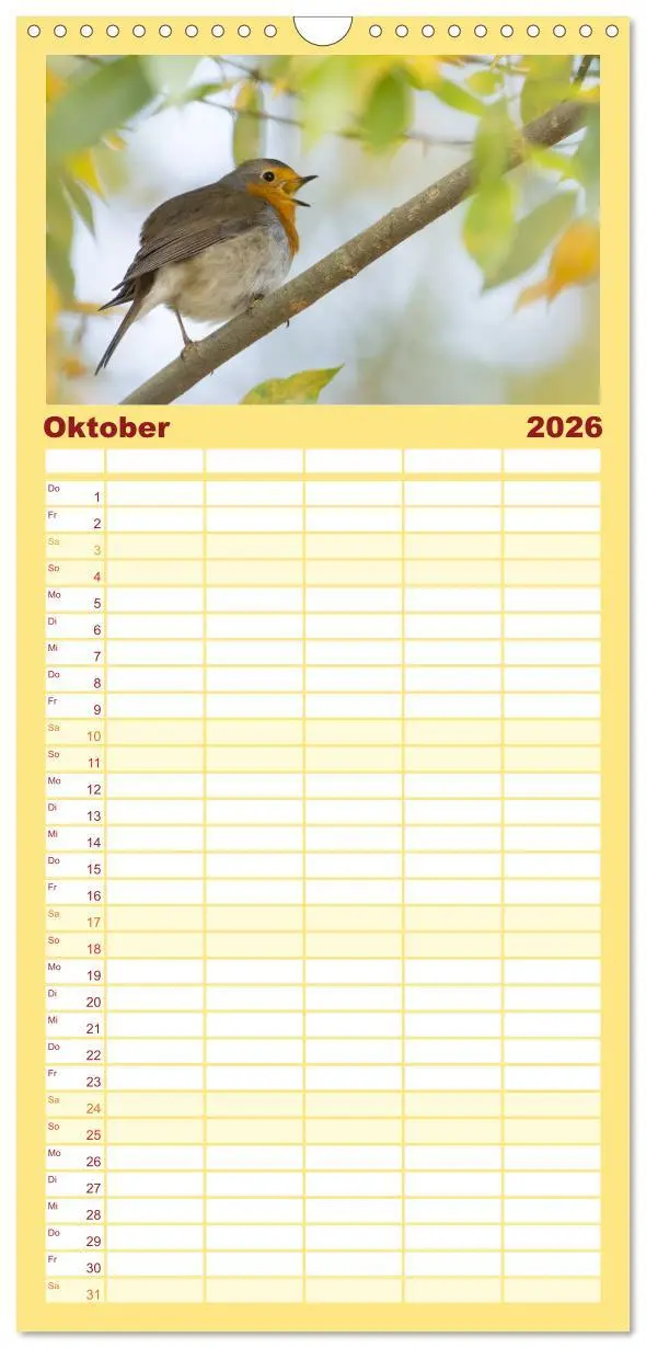 Bild: 9783516508277 | Familienplaner 2026 - Geliebtes Rotkehlchen mit 5 Spalten...