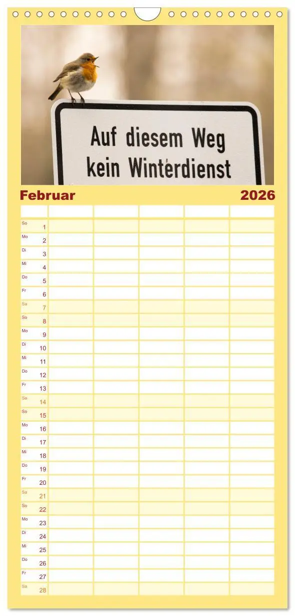 Bild: 9783516508277 | Familienplaner 2026 - Geliebtes Rotkehlchen mit 5 Spalten...