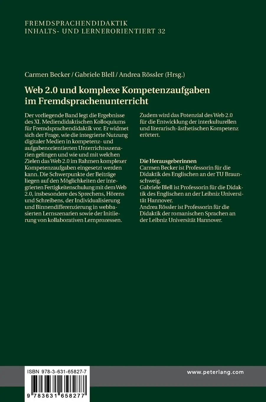 Rückseite: 9783631658277 | Web 2.0 und komplexe Kompetenzaufgaben im Fremdsprachenunterricht