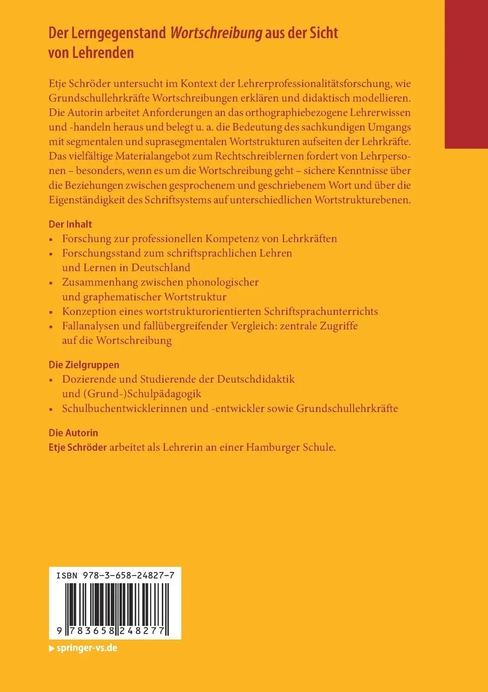 Rückseite: 9783658248277 | Der Lerngegenstand Wortschreibung aus der Sicht von Lehrenden | Buch