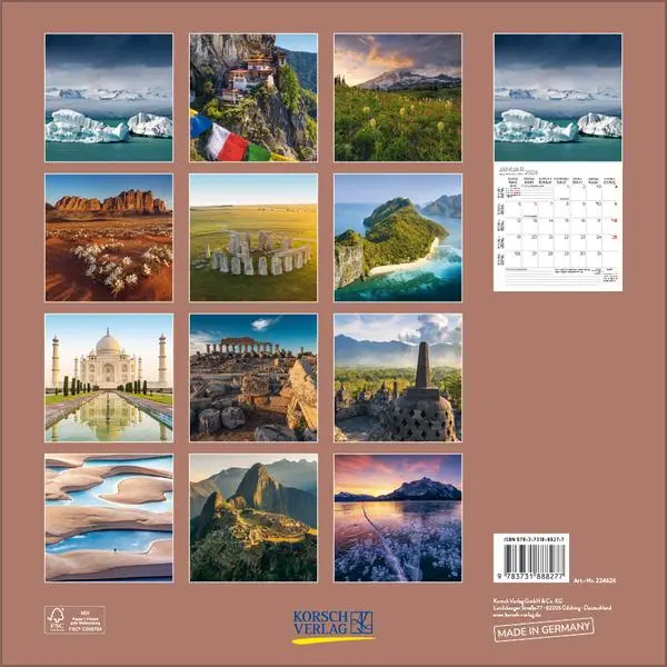 Bild: 9783731888277 | Wunder der Welt 2026 | Verlag Korsch | Kalender | 13 S. | Deutsch