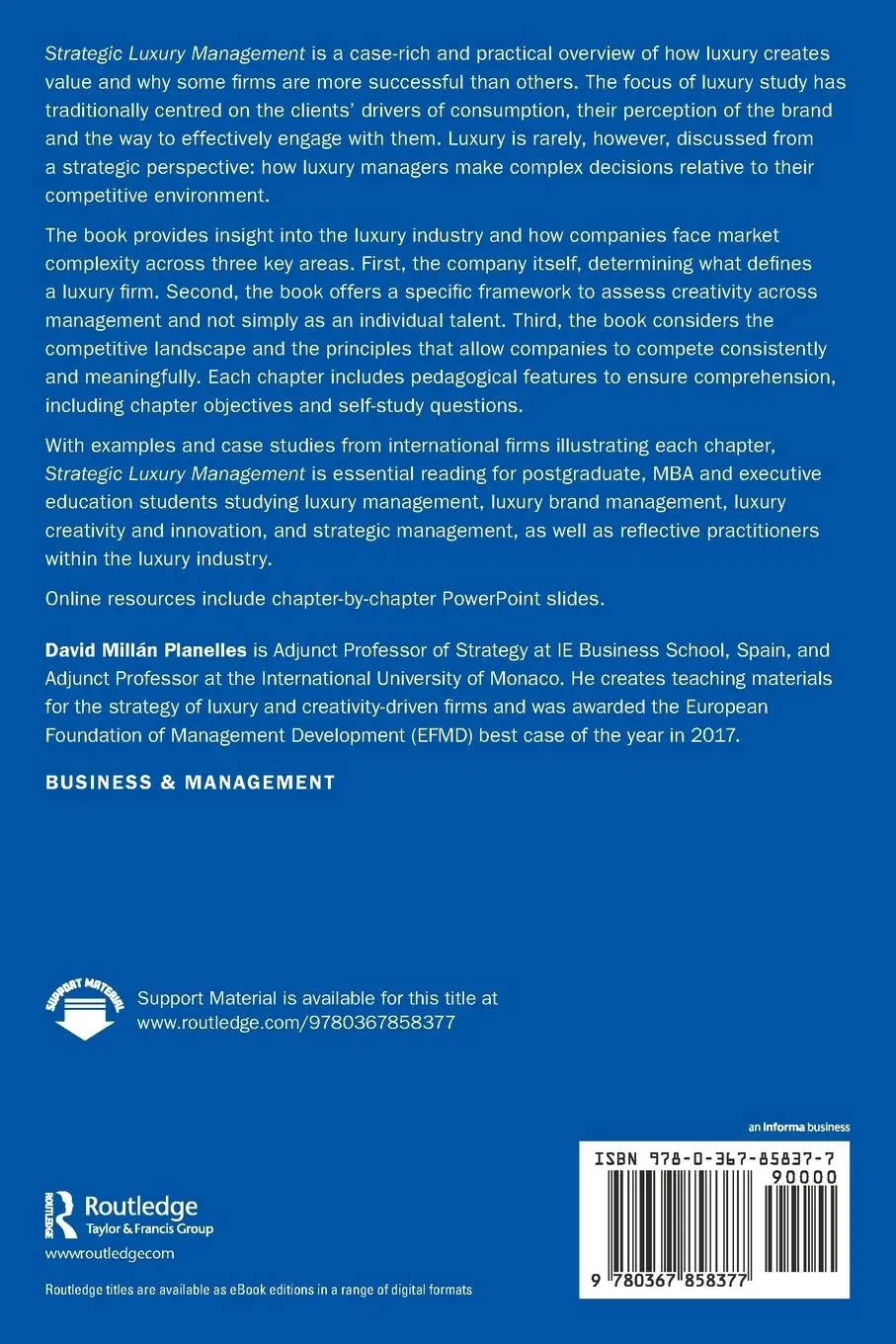 Rückseite: 9780367858377 | Strategic Luxury Management | David Millán Planelles | Taschenbuch