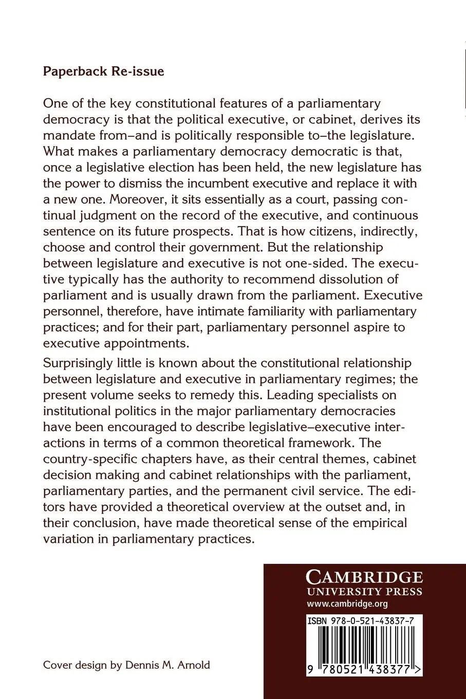 Rückseite: 9780521438377 | Cabinet Ministers and Parliamentary Government | Shepsle (u. a.)
