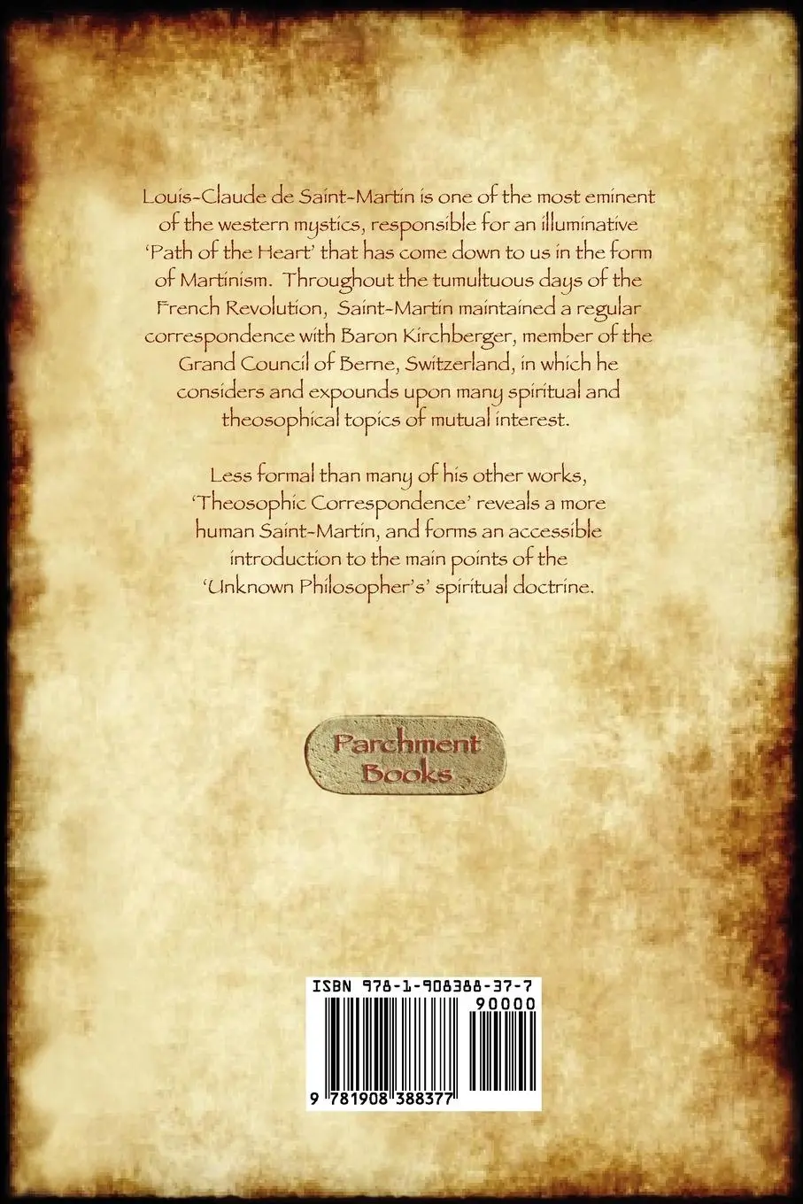 Rückseite: 9781908388377 | Theosophic Correspondence between Saint-Martin &amp; Kirchberger | Buch