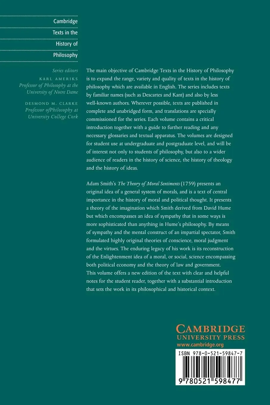Rückseite: 9780521598477 | The Theory of Moral Sentiments | Adam Smith | Taschenbuch | Englisch