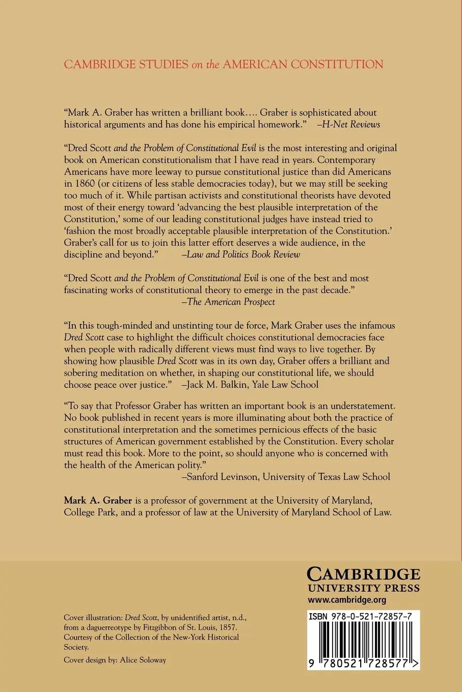 Rückseite: 9780521728577 | Dred Scott and the Problem of Constitutional Evil | Mark A. Graber