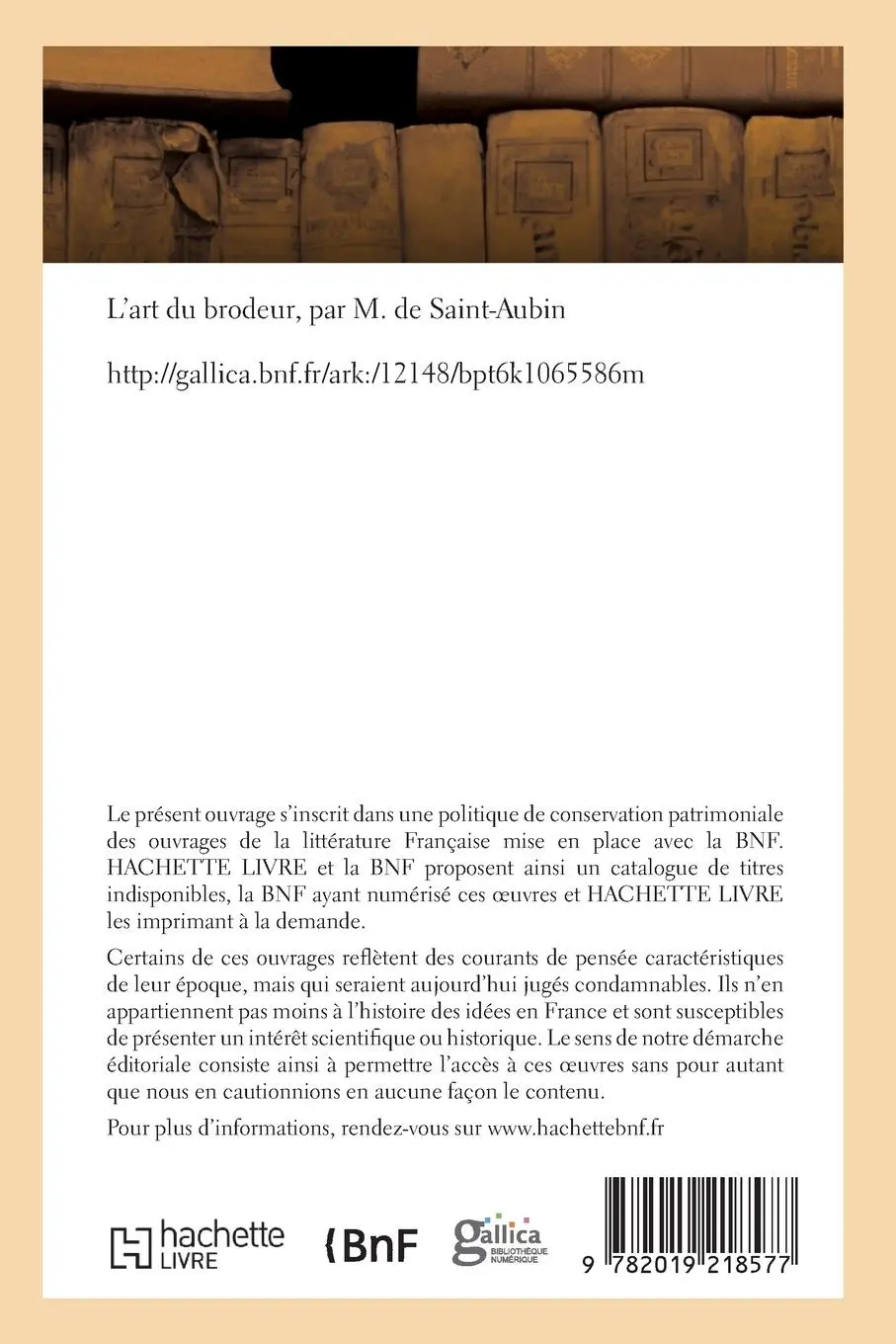 Rückseite: 9782019218577 | L'Art Du Brodeur | Charles-Germain de Saint-Aubin | Taschenbuch | 2018