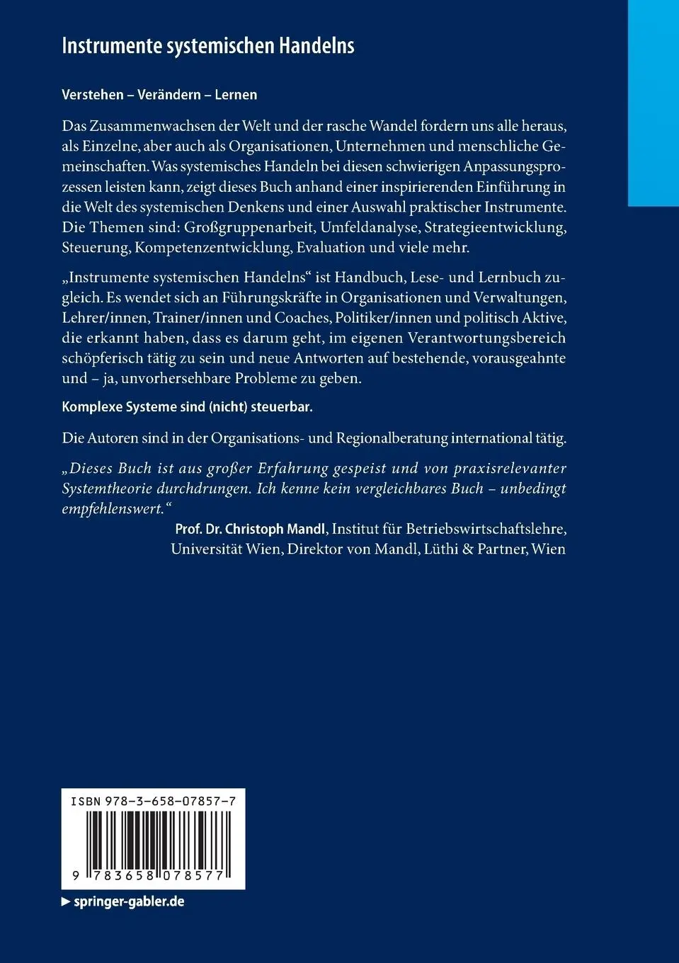 Rückseite: 9783658078577 | Instrumente systemischen Handelns | Eine Erkundungstour | Taschenbuch