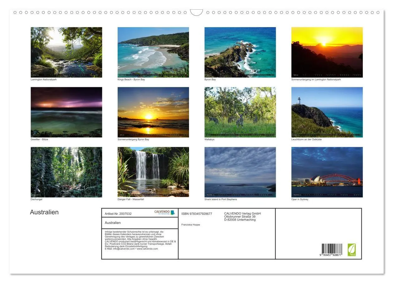 Bild: 9783457928677 | Australien (Wandkalender 2026 DIN A2 quer), CALVENDO Monatskalender