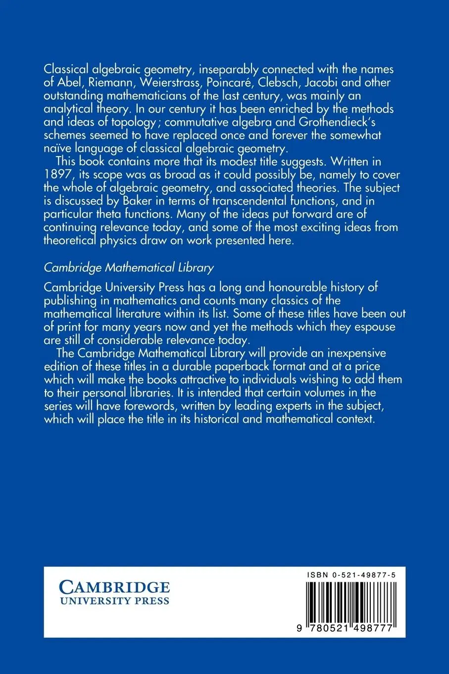 Rückseite: 9780521498777 | Abelian Functions | Henry Frederick Baker (u. a.) | Taschenbuch | 2005