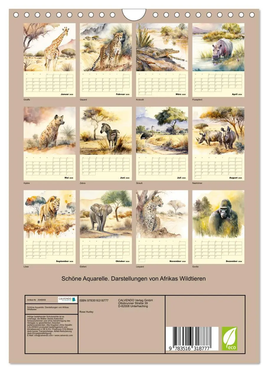 Bild: 9783516318777 | Schöne Aquarelle. Darstellungen von Afrikas Wildtieren...