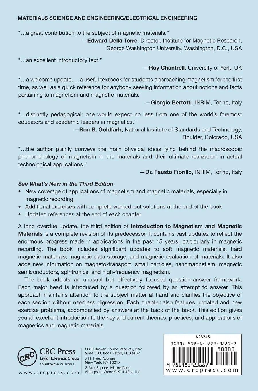 Rückseite: 9781482238877 | Introduction to Magnetism and Magnetic Materials | David Jiles | Buch