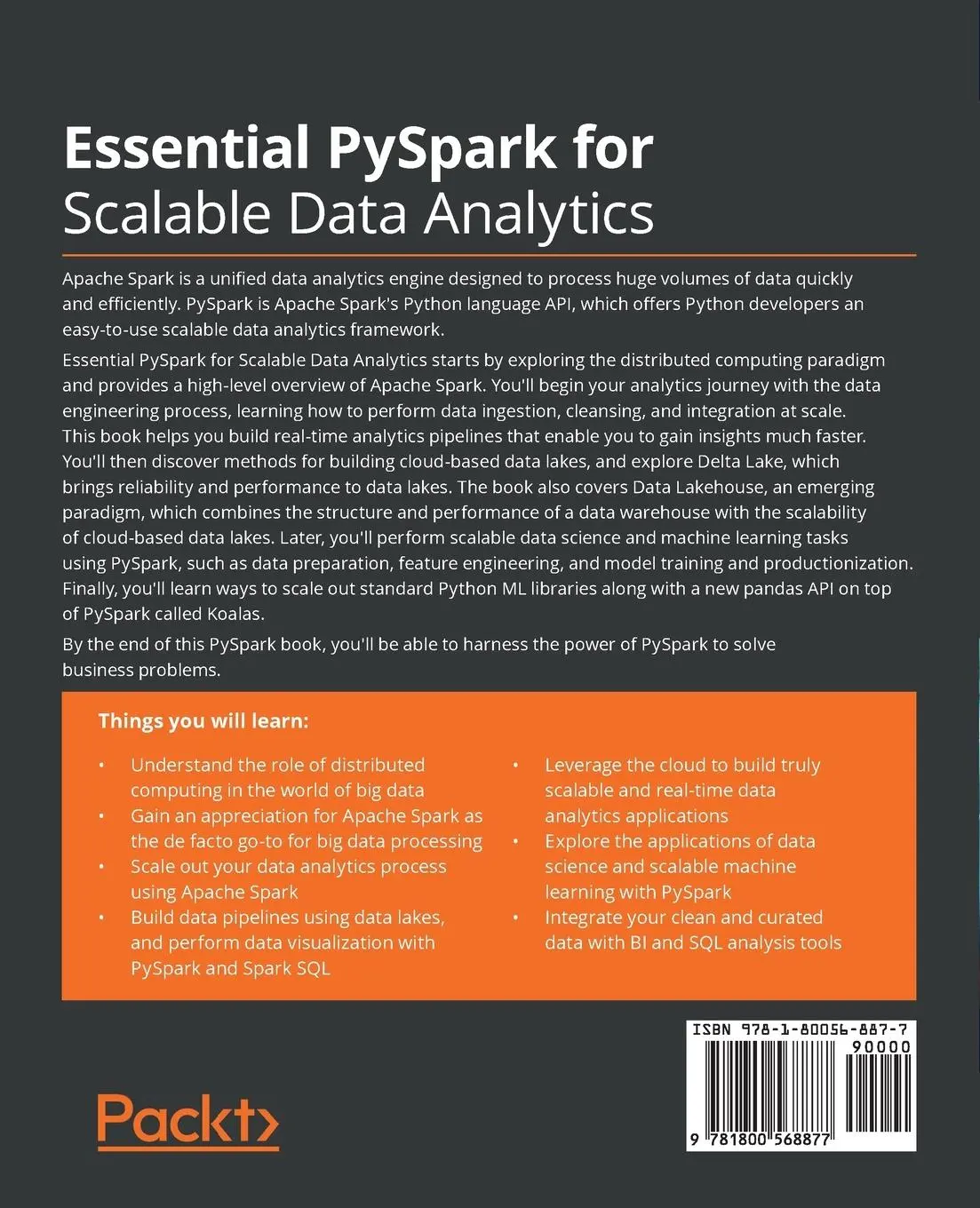 Rückseite: 9781800568877 | Essential PySpark for Scalable Data Analytics | Sreeram Nudurupati
