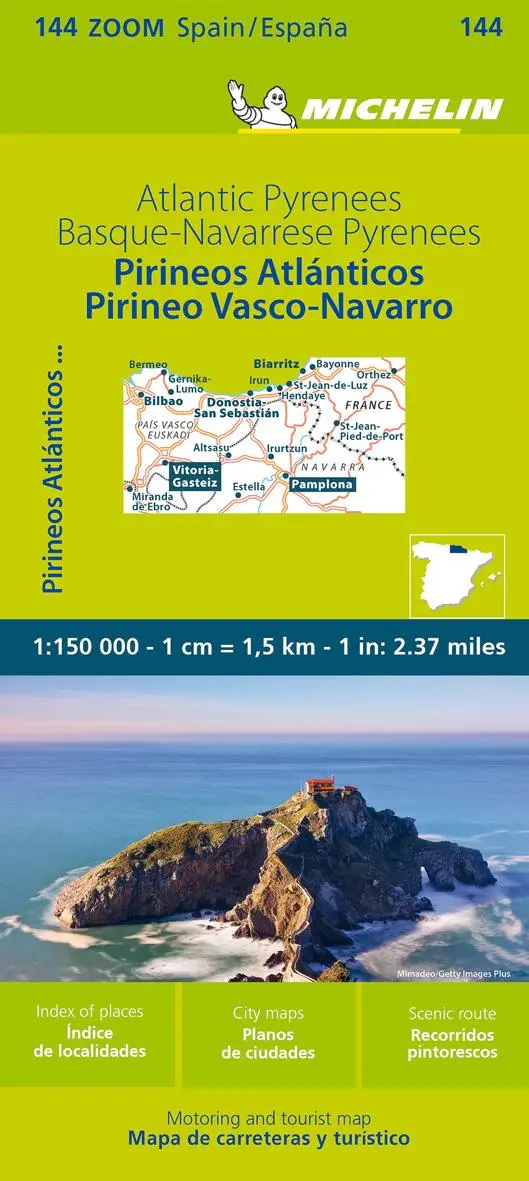 Cover: 9782067258877 | Michelin Atlantische Pyrenäen | (Land-)Karte | Michelin Zoomkarte