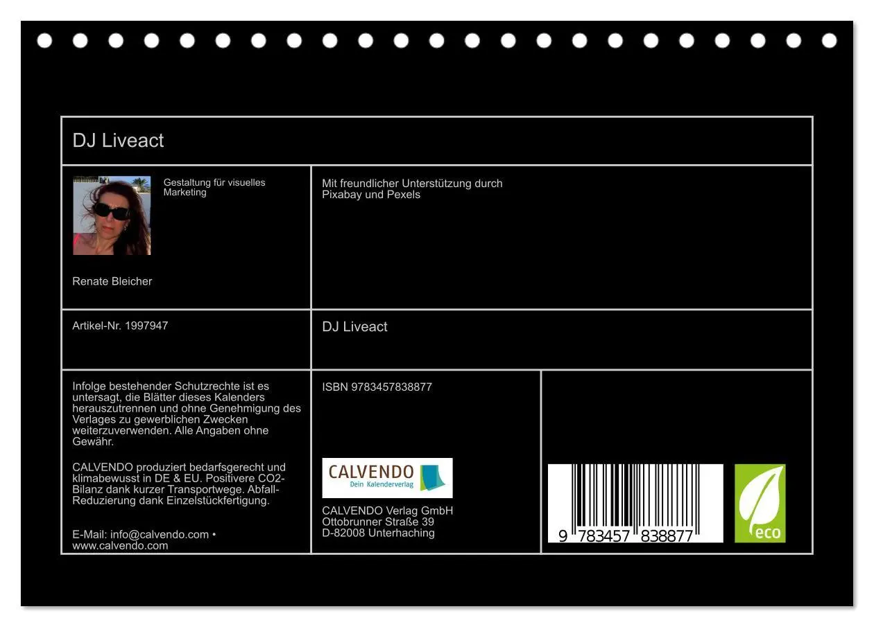 Bild: 9783457838877 | DJ Liveact (Tischkalender 2026 DIN A5 quer), CALVENDO Monatskalender