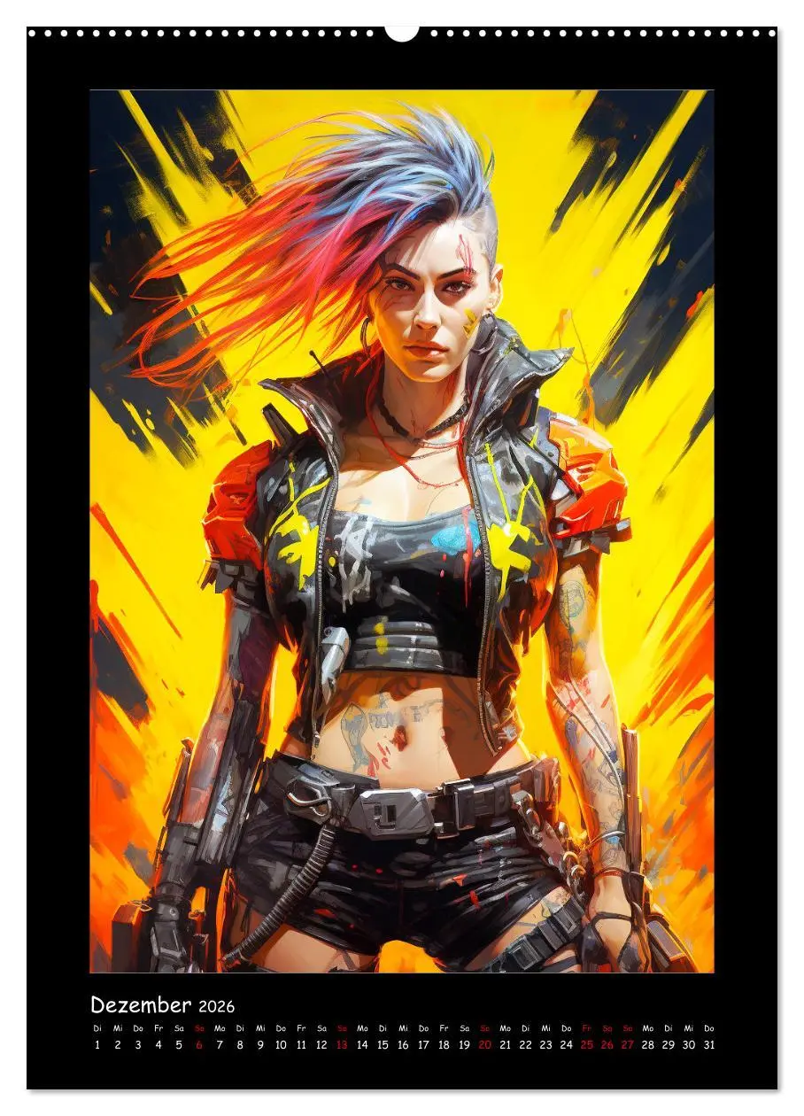 Bild: 9783516308877 | Cyberpunk. Futuristische Heldinnen (Wandkalender 2026 DIN A2 hoch),...