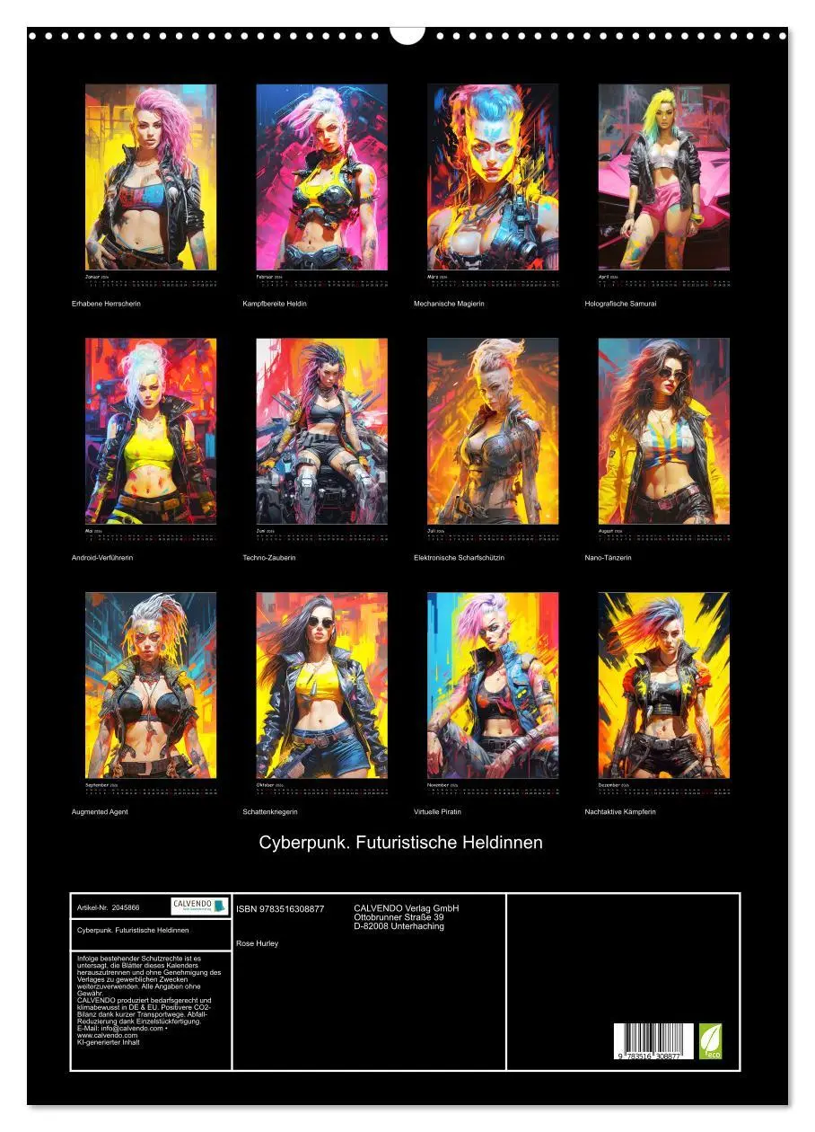 Bild: 9783516308877 | Cyberpunk. Futuristische Heldinnen (Wandkalender 2026 DIN A2 hoch),...