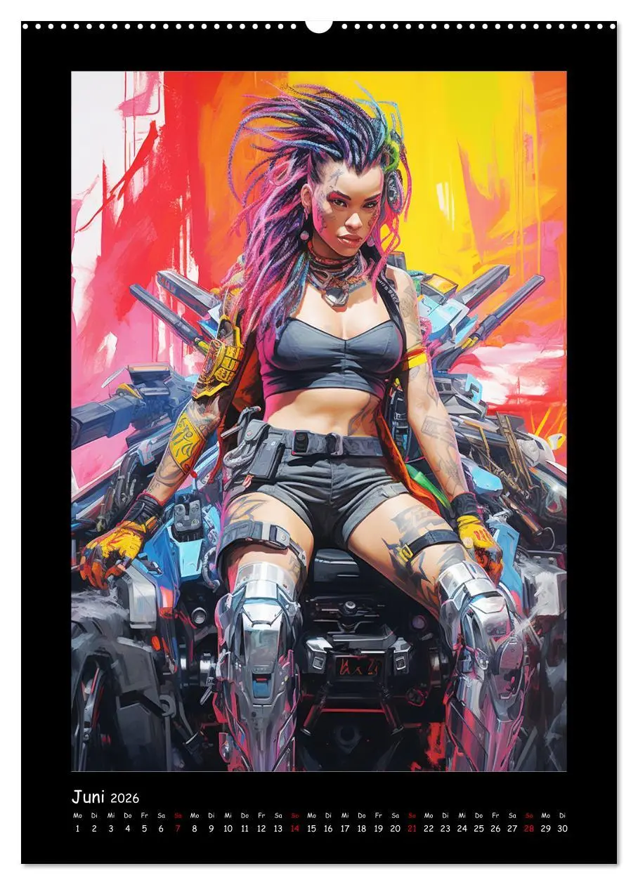Bild: 9783516308877 | Cyberpunk. Futuristische Heldinnen (Wandkalender 2026 DIN A2 hoch),...