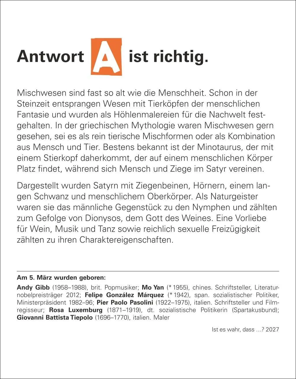 Bild: 9783840038877 | Ist es wahr, dass ...? Tagesabreißkalender 2027 - Alltagswissen auf...
