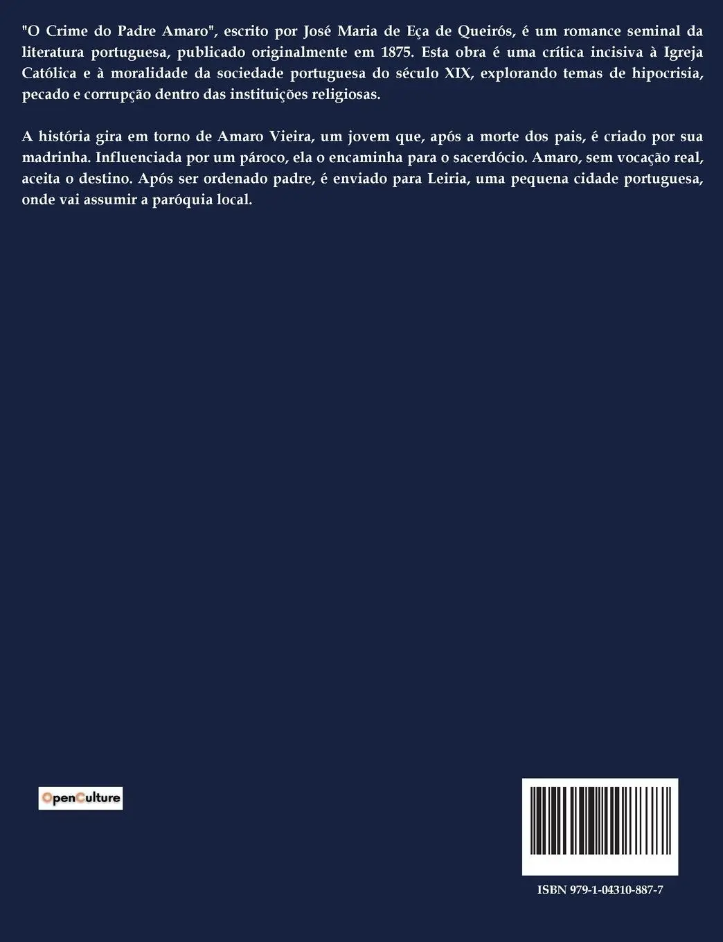 Rückseite: 9791043108877 | O Crime do Padre Amaro | José Maria De Eça De Queirós | Taschenbuch