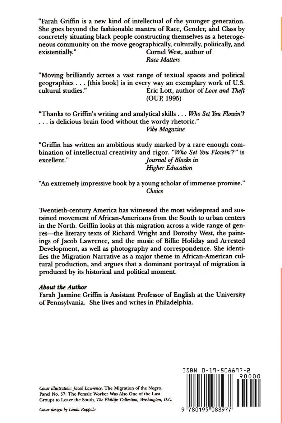 Rückseite: 9780195088977 | Who Set You Flowin'? | The African-American Migration Narrative | Buch