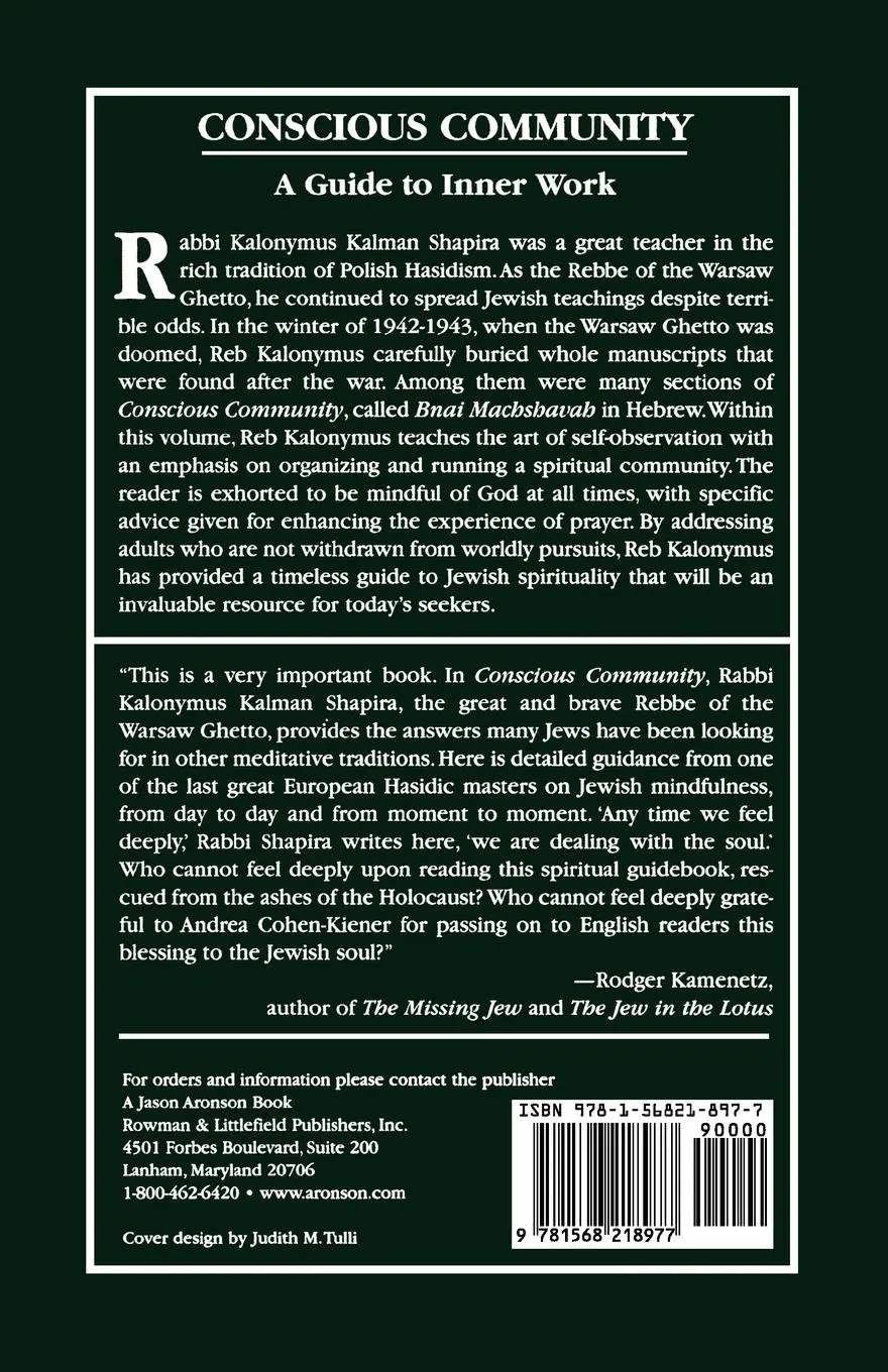 Rückseite: 9781568218977 | Conscious Community | A Guide to Inner Work | Kalonymus Kalman Shapira