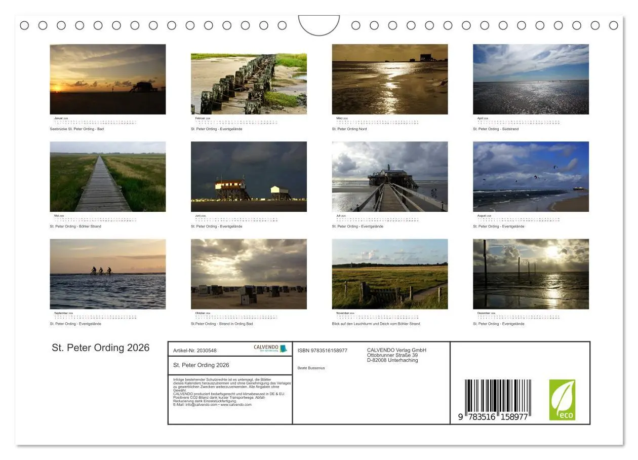 Bild: 9783516158977 | St. Peter Ording 2026 (Wandkalender 2026 DIN A4 quer), CALVENDO...