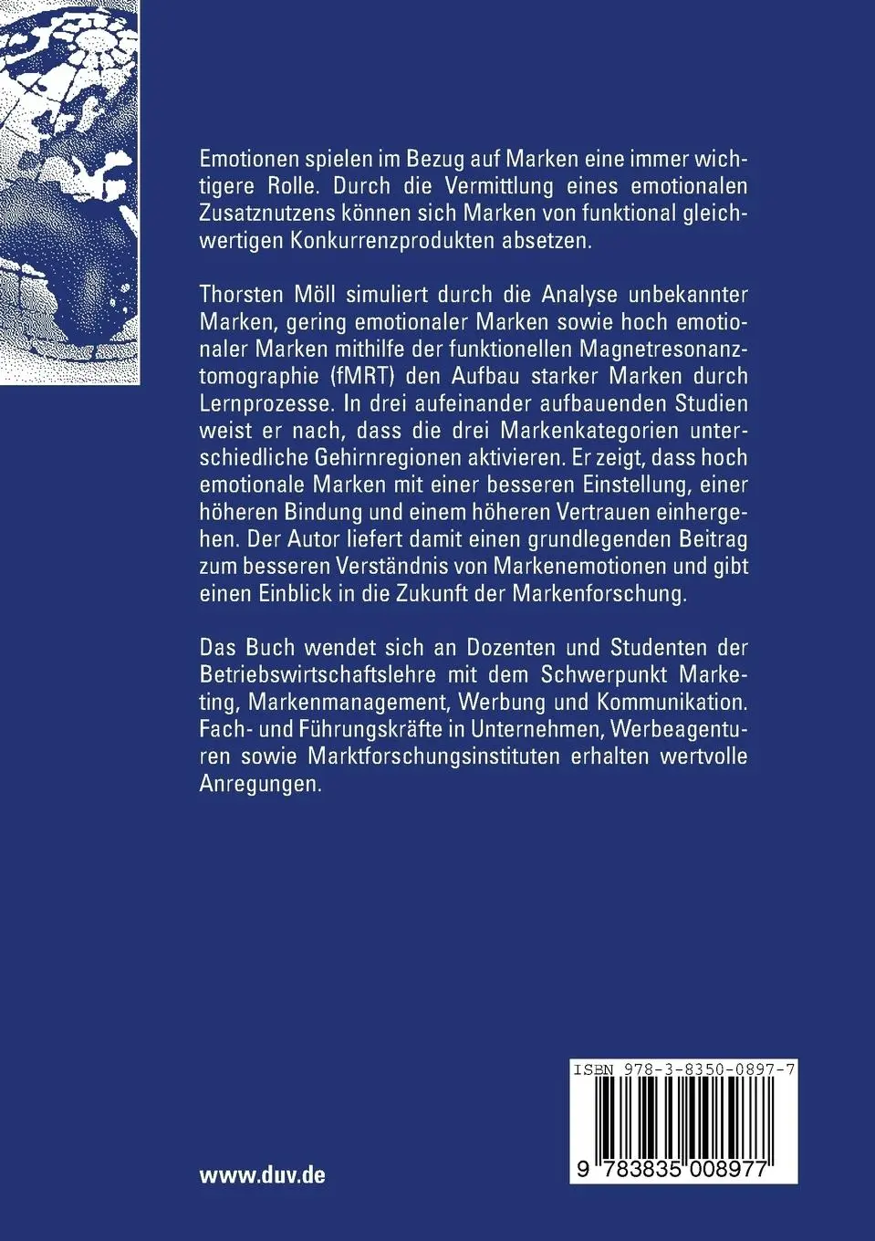 Rückseite: 9783835008977 | Messung und Wirkung von Markenemotionen | Thorsten Möll | Taschenbuch