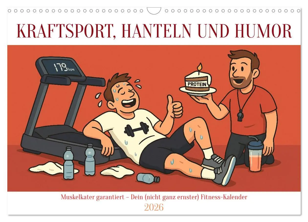Cover: 9783516599077 | Kraftsport, Hanteln und Humor (Wandkalender 2026 DIN A3 quer),...