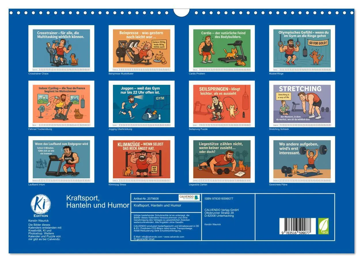Bild: 9783516599077 | Kraftsport, Hanteln und Humor (Wandkalender 2026 DIN A3 quer),...