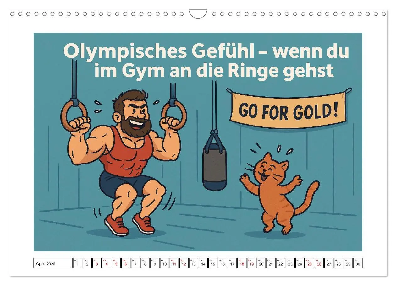 Bild: 9783516599077 | Kraftsport, Hanteln und Humor (Wandkalender 2026 DIN A3 quer),...