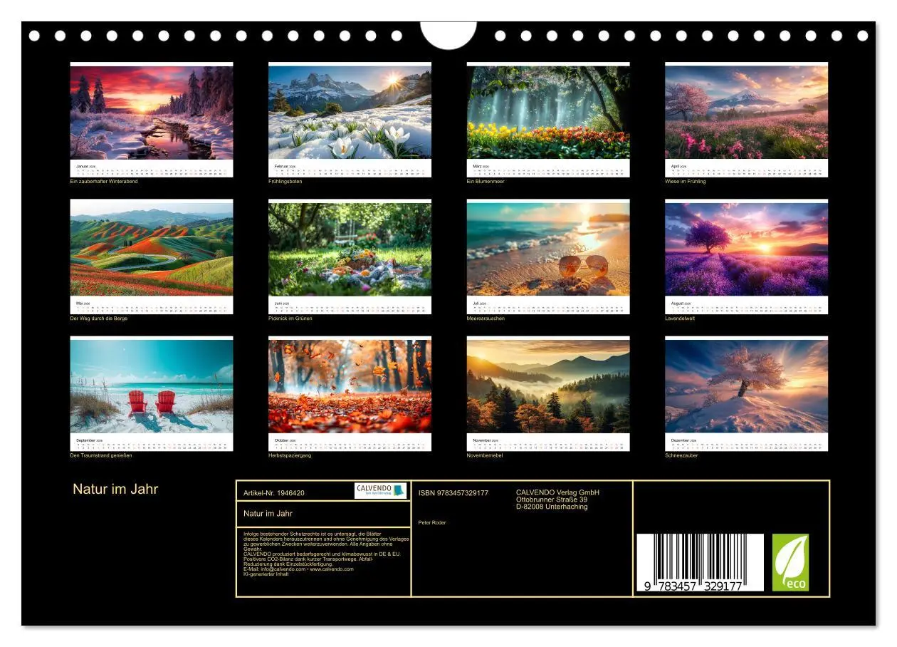 Bild: 9783457329177 | Natur im Jahr (Wandkalender 2026 DIN A4 quer), CALVENDO Monatskalender