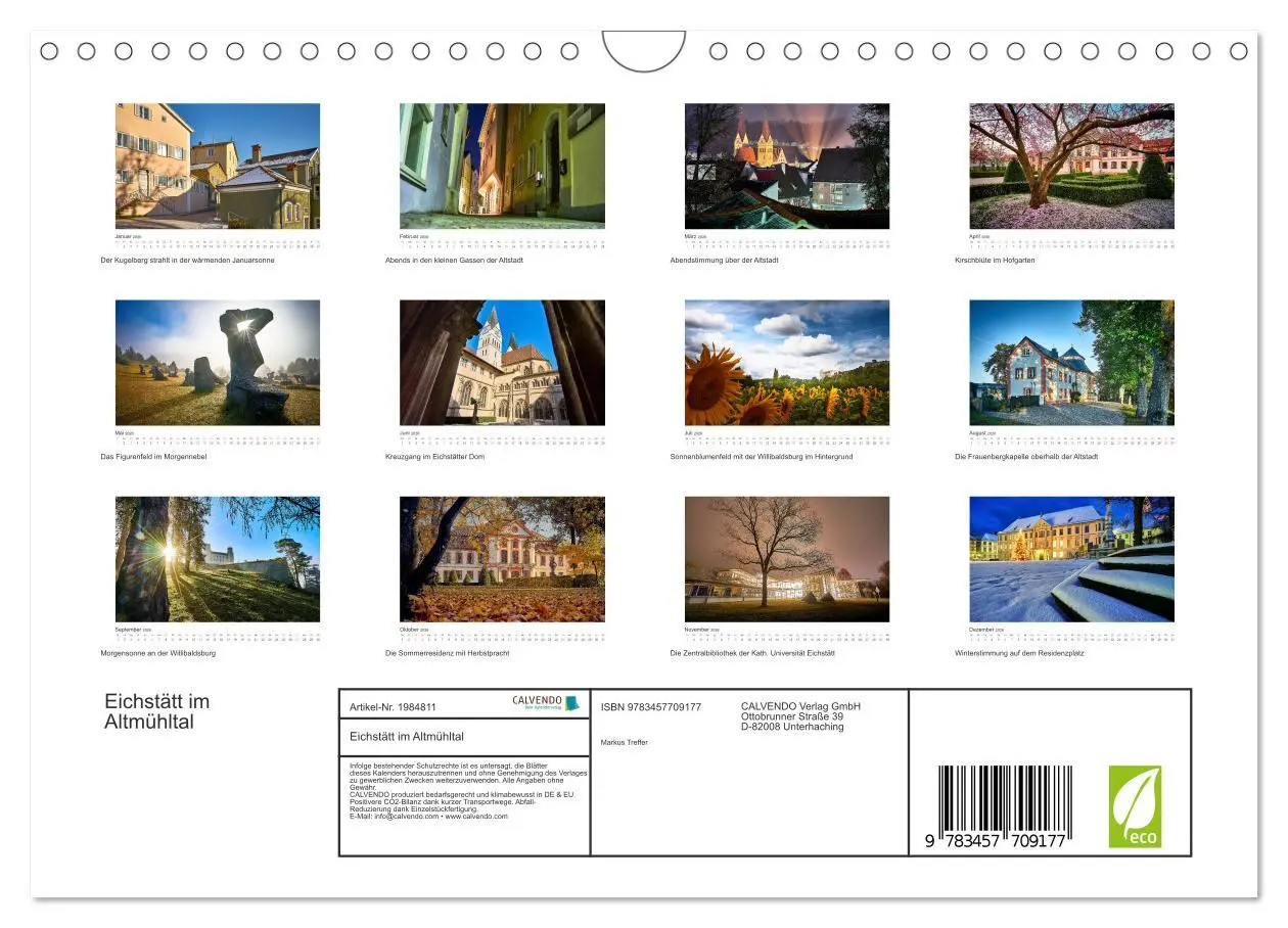 Bild: 9783457709177 | Eichstätt im Altmühltal (Wandkalender 2026 DIN A4 quer), CALVENDO...