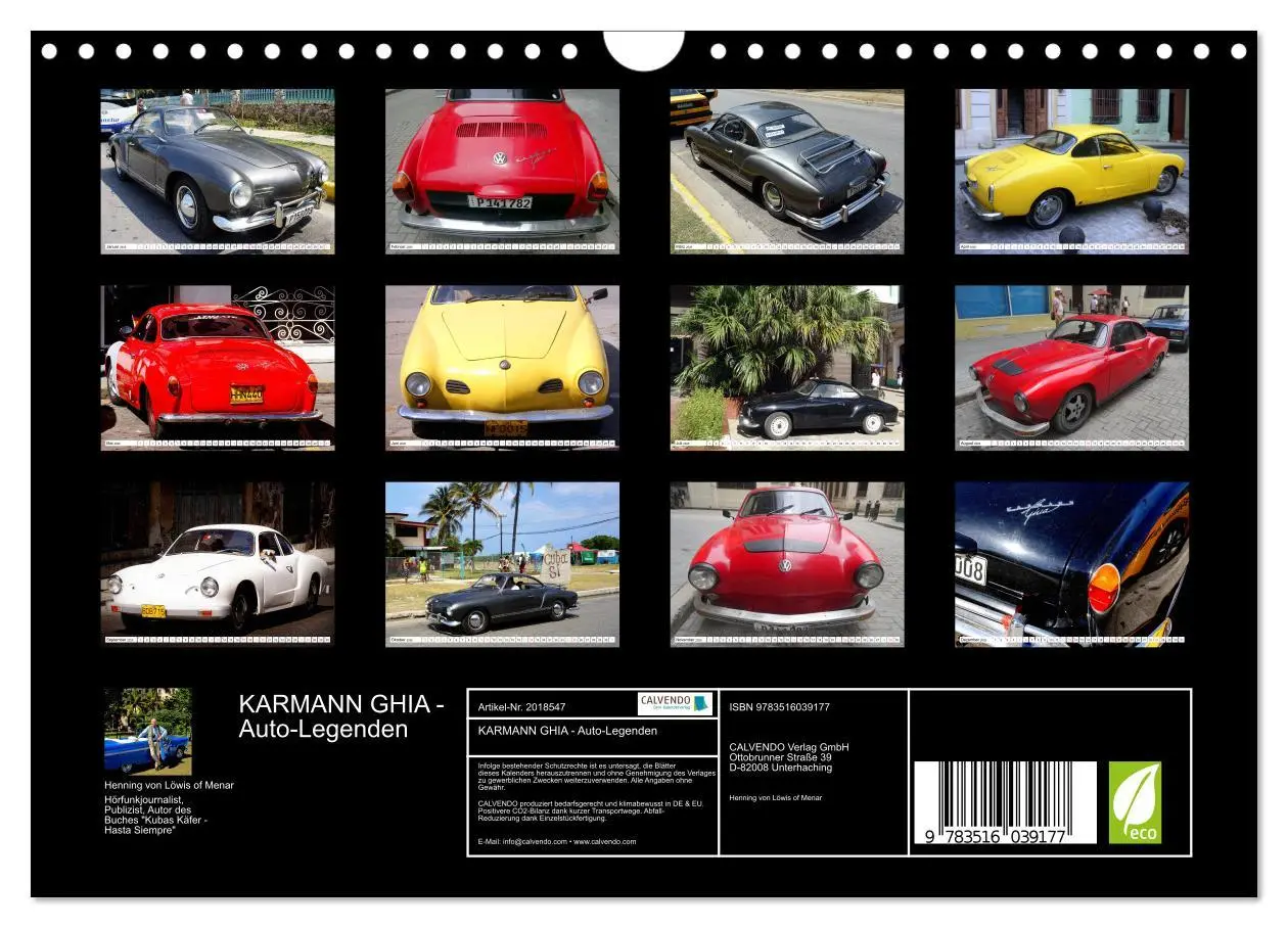 Bild: 9783516039177 | KARMANN GHIA - Auto-Legenden (Wandkalender 2026 DIN A4 quer),...