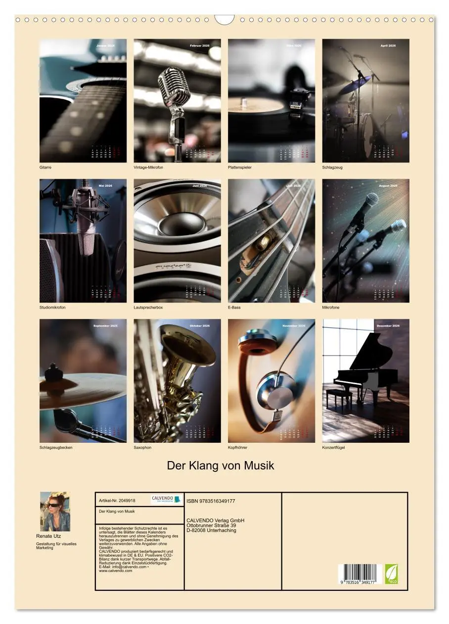 Bild: 9783516349177 | Der Klang von Musik (Wandkalender 2026 DIN A2 hoch), CALVENDO...