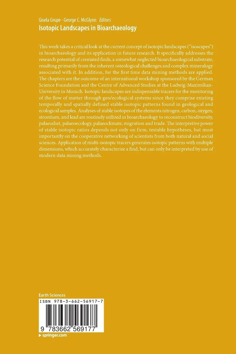 Rückseite: 9783662569177 | Isotopic Landscapes in Bioarchaeology | George C. McGlynn (u. a.)
