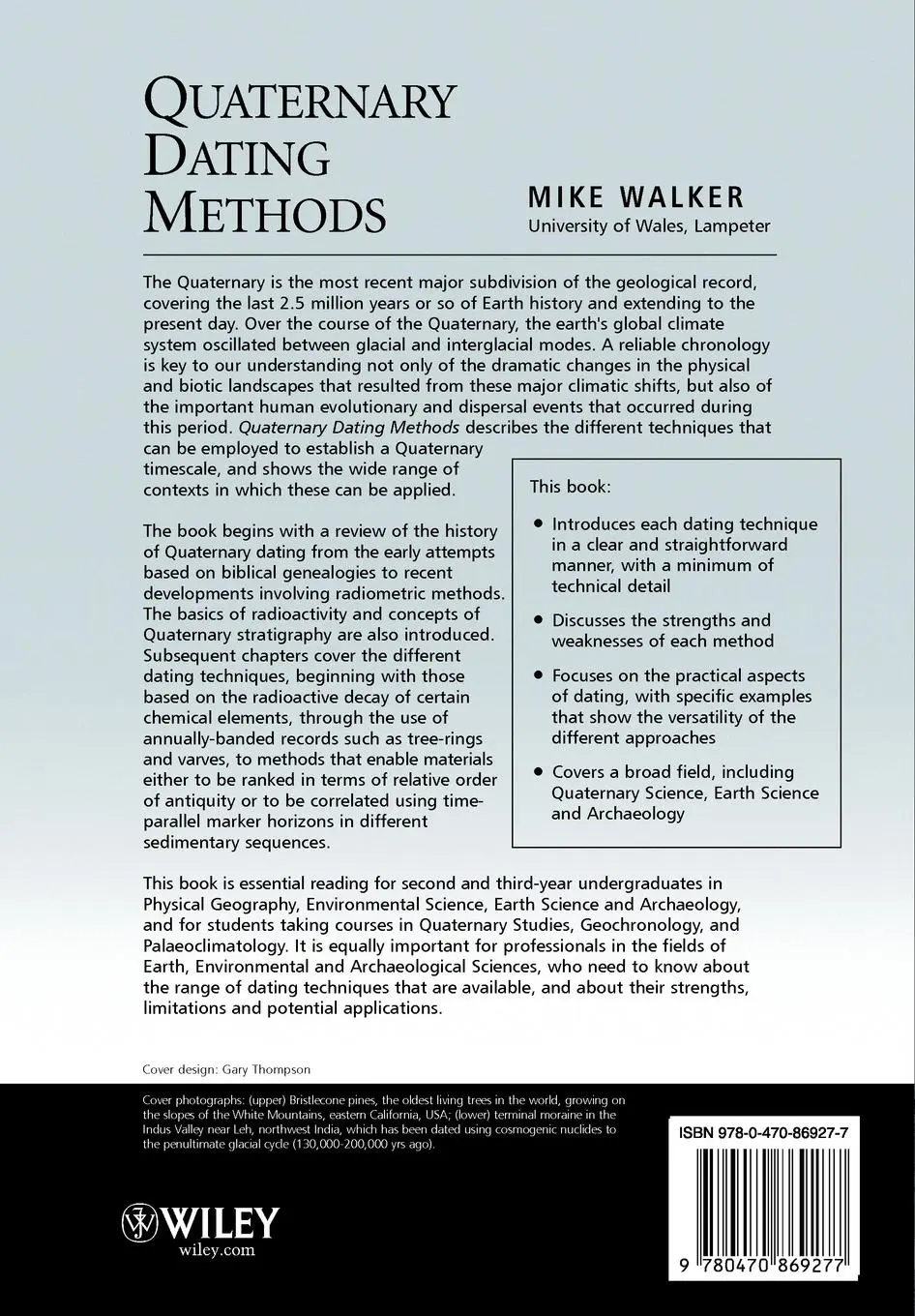 Rückseite: 9780470869277 | Quaternary Dating Methods | Mike Walker | Taschenbuch | 306 S. | 2005