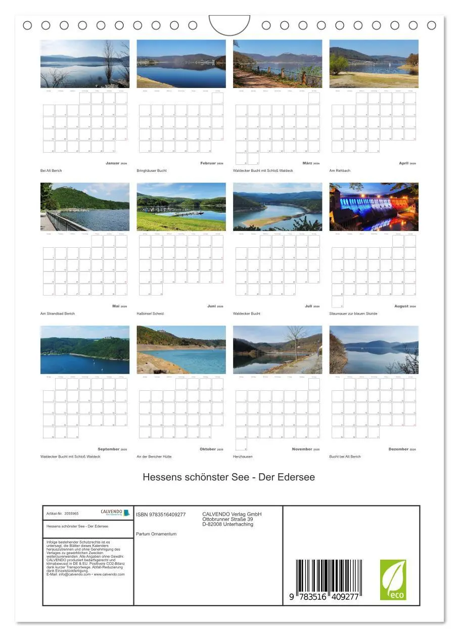 Bild: 9783516409277 | Hessens schönster See - Der Edersee (Wandkalender 2026 DIN A4...