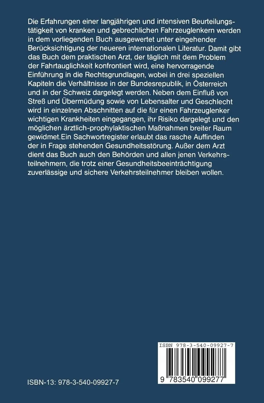 Rückseite: 9783540099277 | Der Kranke als Fahrzeuglenker | H. P. Hartmann | Taschenbuch | xii