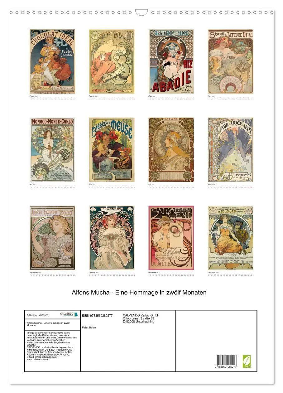 Bild: 9783569289277 | Alfons Mucha - Eine Hommage in zwölf Monaten (Wandkalender 2027 DIN...