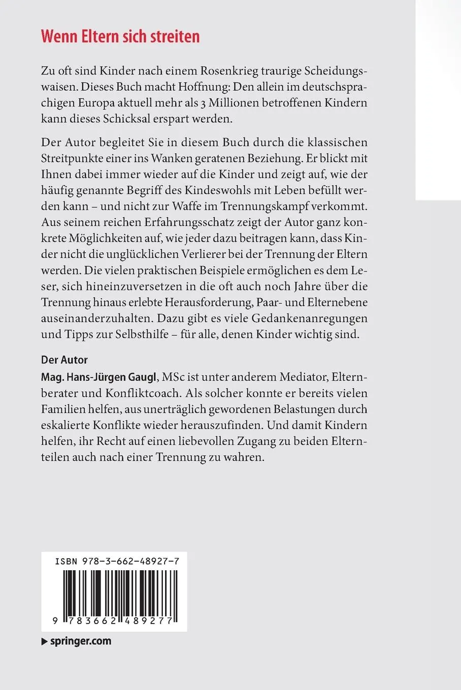 Rückseite: 9783662489277 | Wenn Eltern sich streiten | Hans-Jurgen Gaugl | Taschenbuch | vii