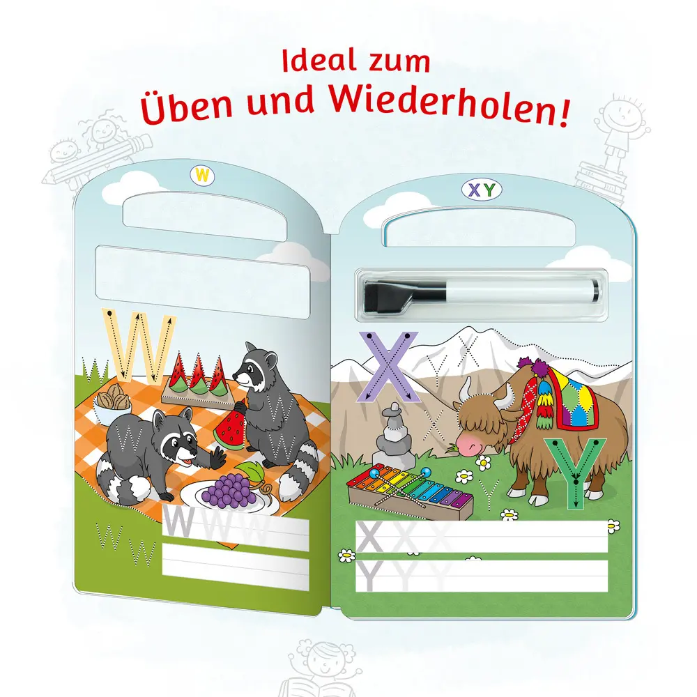 Bild: 9783957749277 | Schreib und wisch weg - Erste Buchstaben, m. Stift | Taschenbuch
