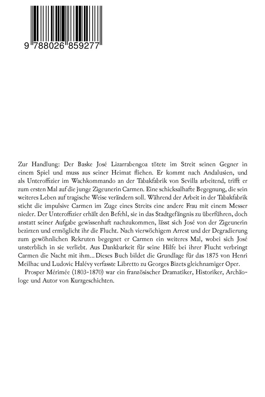 Rückseite: 9788026859277 | Carmen | Deutsche Ausgabe | Prosper Mérimée | Taschenbuch | Englisch