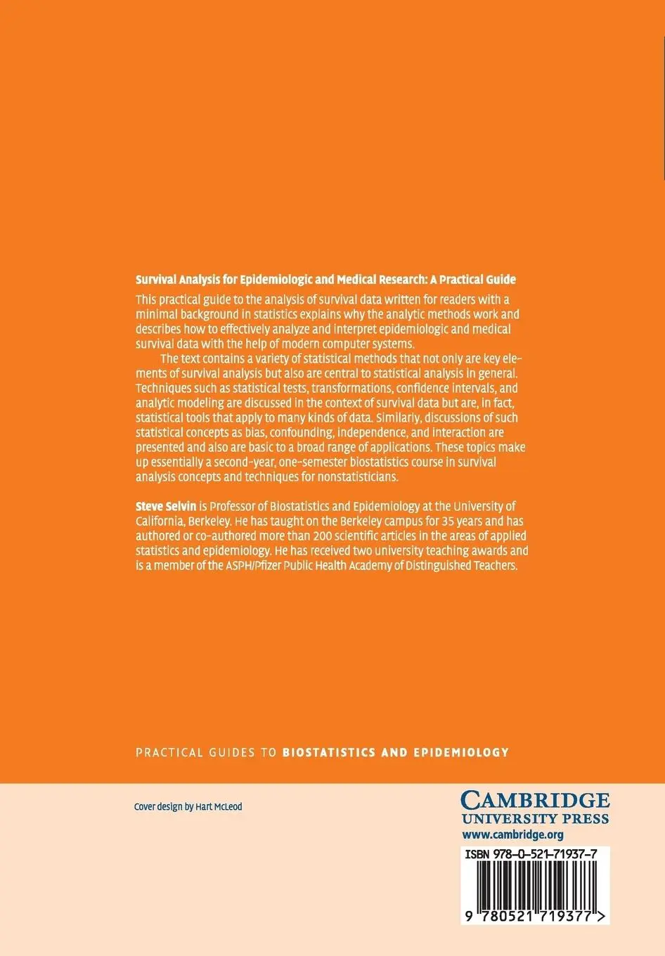 Rückseite: 9780521719377 | Surv Analysis Epidemiologic Med Res | Steve Selvin | Taschenbuch
